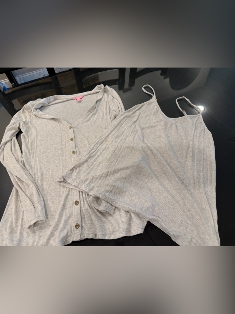 Lilly Pulitzer Light Gray Ribbed Tank & Top Set